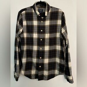 Abercrombie & Fitch Mens Slim Fit Flannel Button Down Size Small Olive Dark Navy